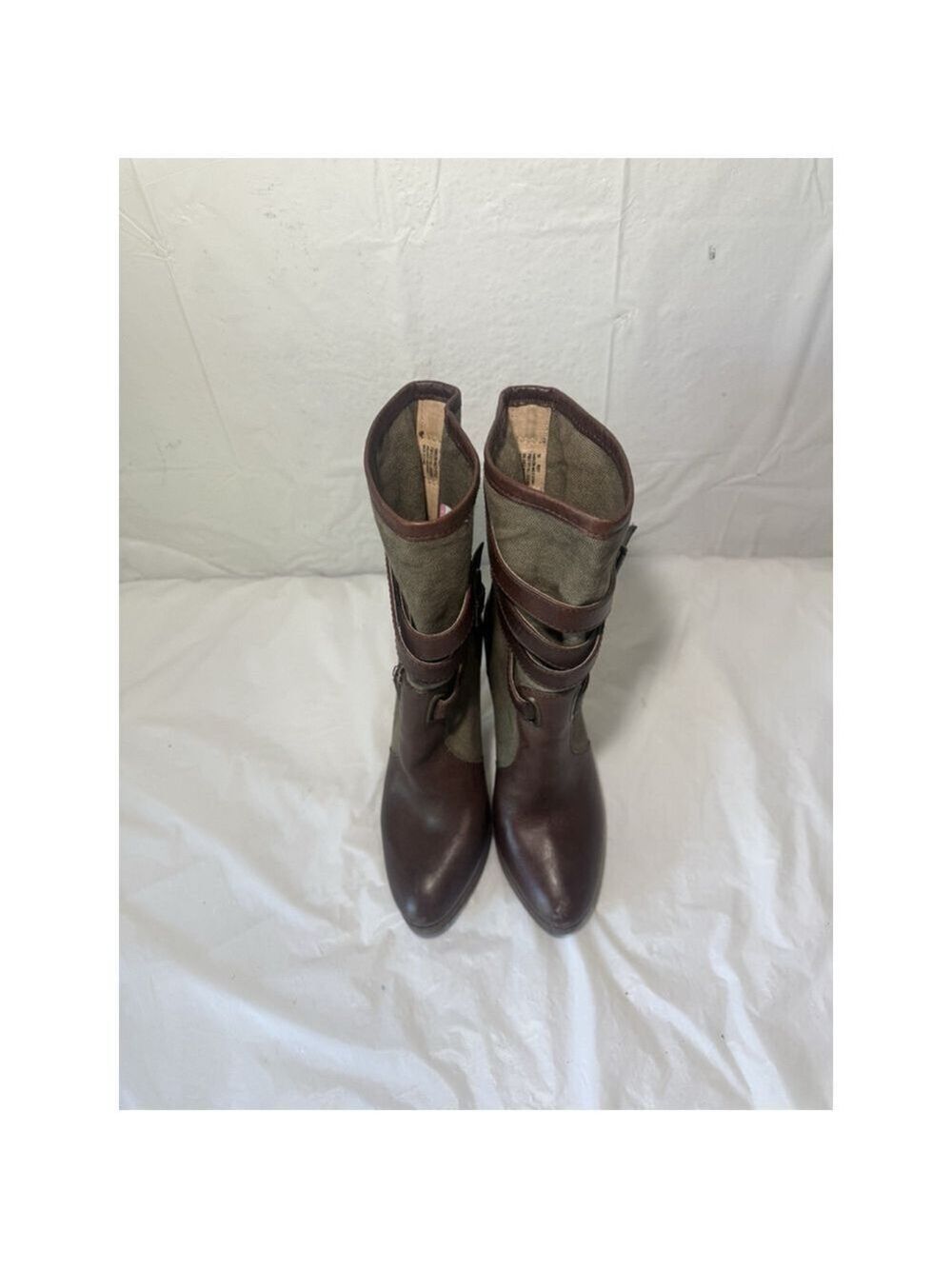 FRYE Boots Women 7M Harlow Brown Leather And Canvas - Picture 14 of 14